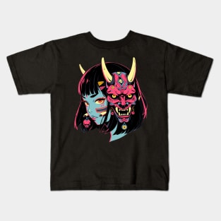 oni mask and the girl Kids T-Shirt